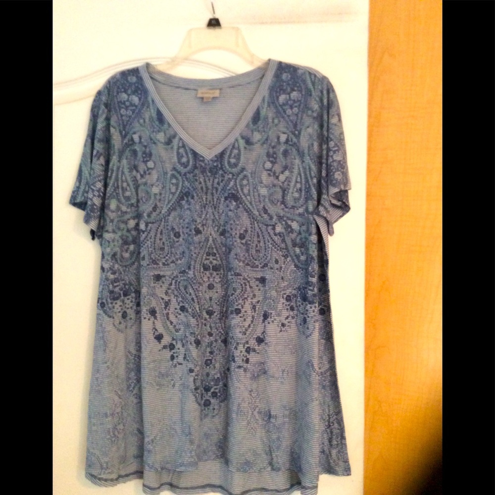 New Blue/ Multi colors printed front top.